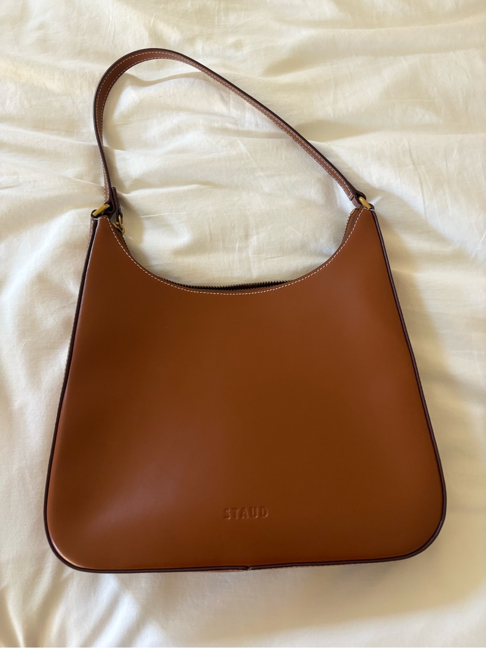 STAUD Brown Smooth Leather Shoulder Bag